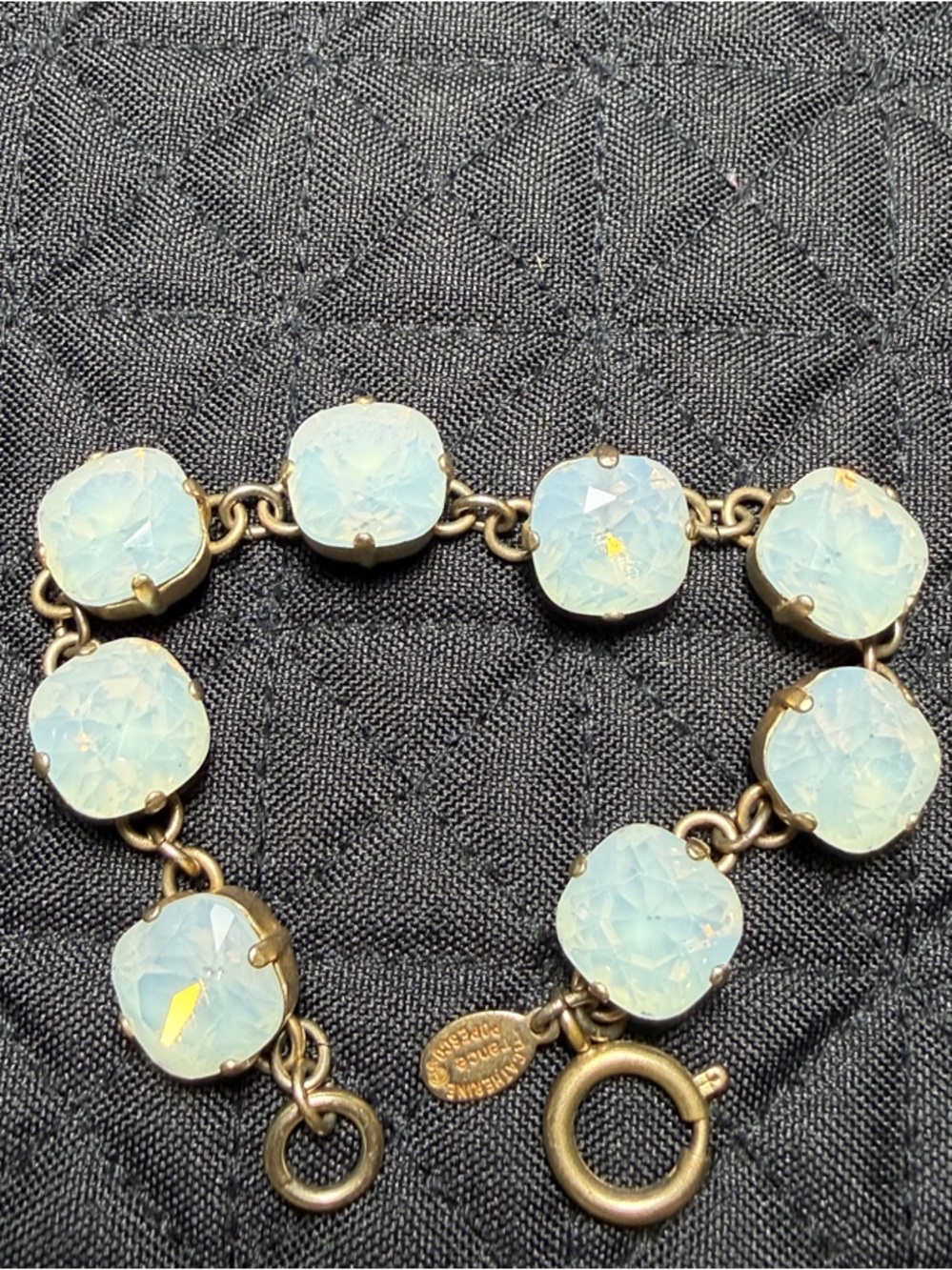 Catherine Popesco Pale Opalescent Blue Glass Stone Bracelet